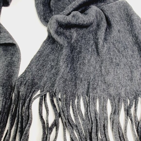 New Lucky Brand Charcoal Grey Fringe Soft Scarf $69.50 - Picture 2 of 7